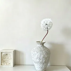 Artificial single dandelion with ceramic vase minimalist modern home decor floral arrangement