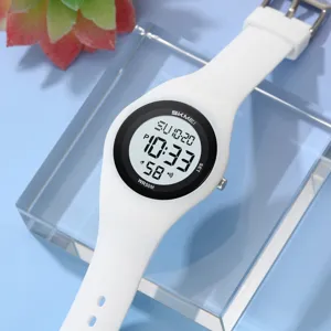 SKMEI montre de sport numérique blanche bracelet en silicone étanche montre étanche homme