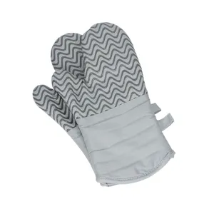 Hitzebeständige Silikon-Ofenhandschuhe mit welligem Anti-Rutsch-Muster für Küche und Backen.