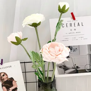 Künstliche Kamelie Tee Rose Blumenstrauß für Zuhause Wohnzimmer Dekor Tischvase Anordnung.