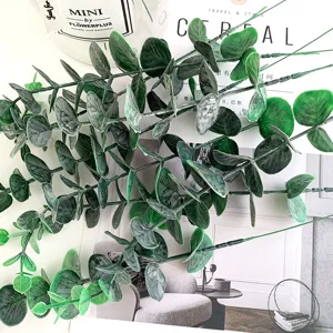 Ramas de eucalipto artificial hojas de dinero tallo unico para decoracion floral del hogar