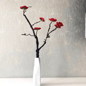 Chinese Style Artificial Peach Blossom Silk Flower Single Branch Fake Plum Blossom For Home Living Room Decor Floral Arrangement