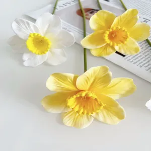 Flor falsa de narciso artificial de tallo único para decoración de boda en el hogar.