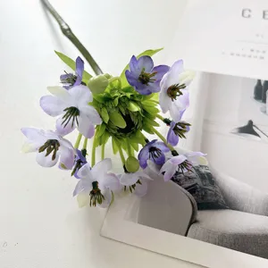 Artificial velvet purple flower bouquet home hotel room decorative floral arrangement