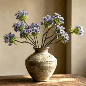 Forest style artificial flower bouquet with rustic ceramic vase for home decor and hotel design