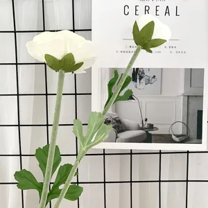 Künstlicher weißer Kamelien Blumen Zweig mit 2-Köpfen künstliche Teerose für Heimdekoration.