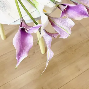 Fleur arum calla artificiel tige unique violet blanc rétro décoration photo accessoire