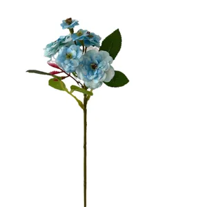 Wholesale luxury artificial blue rose flower branch for home wedding decoration and photography props