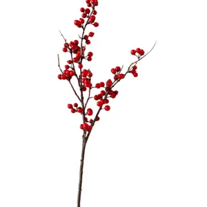 Artificial red berry branch for Christmas home decor floral arrangement and wedding centerpiece