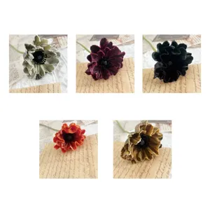 Artificial Icelandic poppy velvet flower single stem home table decor variant display