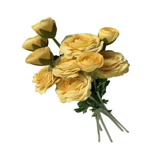 Künstlicher gelber Teerosen Blumenstrauß für Heimdekoration, realistische Seidenblumen