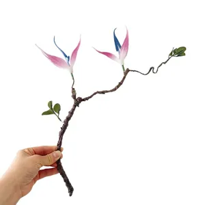 Fausse branche de fleurs roses avec tige flexible pour la décoration de la maison