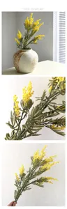 Künstlicher gelber Mimosen Blumenstrauß, flauschige Kunstpflanze für Heimhochzeit Dekoration.