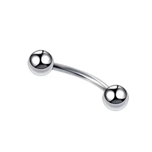 Body piercing jewelry 316L titanium steel curved barbell eyebrow stud detail size chart view
