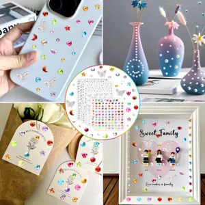 Colorful rhinestone gem stickers DIY self-adhesive crystal diamond pearl crafts for phone case decor