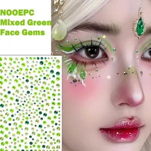 Green face gems rhinestones face stickers for creative makeup and body decoration