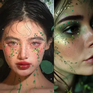 Green face gems rhinestones crystal body stickers for makeup festival party face jewelry decor