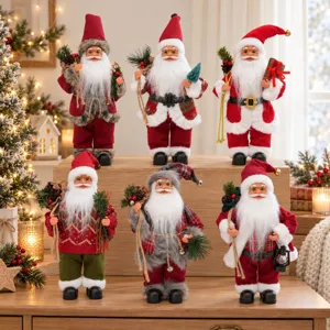 Statuetta di Babbo Natale decorazione da tavola per feste natalizie 30cm dettaglio
