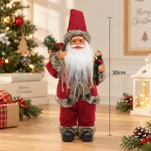 Statuina Babbo Natale alta 30cm decorazione da tavolo festiva per la festa di Natale