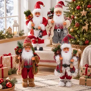 Festive 45cm Santa Claus standing figurines Christmas holiday party home decor gift ornaments