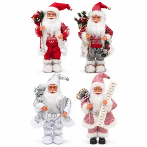 Christmas Santa Claus figurine set of four holiday party home decor 45cm tall display