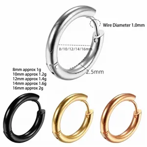 Edelstahl Creolen für Damen und Herren, minimalistische Titanstahl Ohrringe 8-16mm.