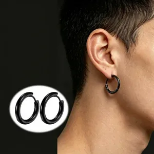 Edelstahl schlichte Creolen Ohrringe für Damen und Herren, minimalistischer Titanstahlschmuck.