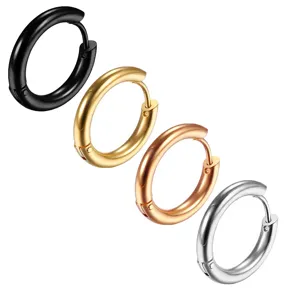 Edelstahl Creolen für Damen und Herren, minimalistische Ohrringe 4er Set glänzend.
