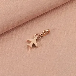 Ciondolo aeroplano oro rosa in acciaio inossidabile accessorio gioielli DIY collana
