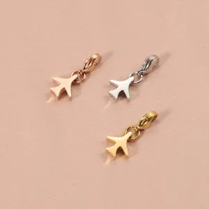 Ciondolo aeroplano in acciaio inossidabile accessorio DIY con moschettone oro argento rosa