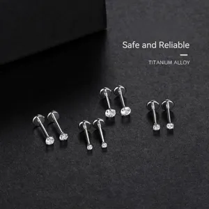 Pendientes de tuerca planos de titanio para cuidado de piercing, aretes de cartílago