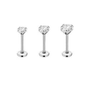 Pendientes labret de parte trasera plana de titanio piercing cartilago conch set de joyas
