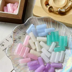 Cuentas sueltas de jade sintetico cilindrico de colores bricolaje para hacer collares de joyeria.