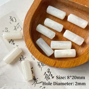 Cuentas sueltas cilíndricas de imitación de jade con textura de nube para joyería DIY