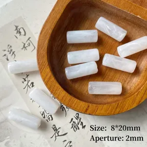 Cuentas cilindricas de imitacion de jade efecto nube para bisuteria DIY artesanal