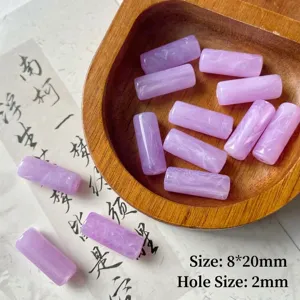 Cuentas cilíndricas de imitación de jade morado abalorios sueltos DIY para joyería artesanal