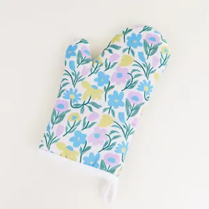 Pastoral floral oven mitt heat resistant kitchen baking glove non-slip anti-scald cooking tool