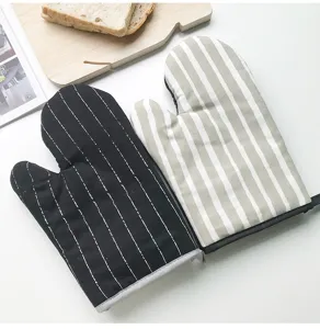 Hitzebeständige Ofenhandschuhe gestreift Backhandschuhe Topflappen für Küche Backen