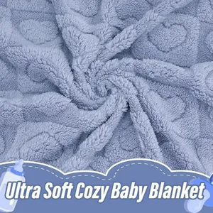 Ultra soft cozy baby fleece blanket with embossed heart pattern, perfect for naptime.