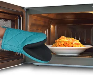 Thickened heat resistant oven mitts pinch gloves for safe kitchen baking and cooking.