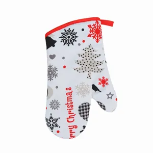 Christmas oven mitt insulated kitchen baking heat resistant thick printed anti-slip glove