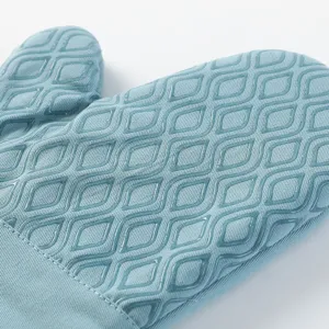 Gant de cuisine résistant à la chaleur en silicone avec motif antidérapant en losange.