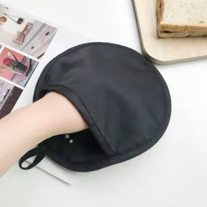 Coussin isolant rond noir en coton résistant à la chaleur dessous de plat cuisine