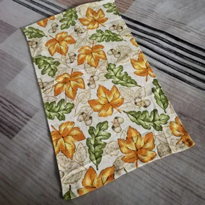 Cotton autumn maple leaf printed kitchen dish towel, soft tea towel for hand cleaning.