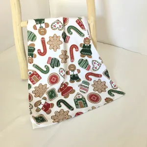 Christmas gingerbread man pattern cotton kitchen dish towel soft absorbent tea towel fine view