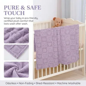 Baby Heart Plush Blanket Soft Fluffy Warm Comfortable Velvet Infant Nap Blanket Cute Love Pattern Toddler Bed Cover Blanket