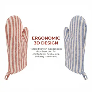Guanti da forno spessi in cotone e lino con design ergonomico 3D per cottura in cucina.