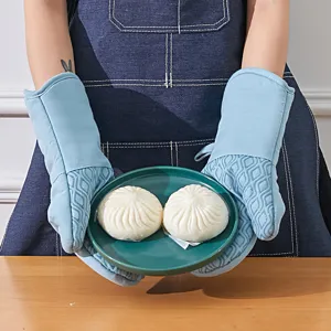Gants de four en silicone résistant à la chaleur, gants de cuisine antidérapants épais.