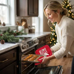 Gants de cuisine de Noël épaissis et maniques pour la cuisson, cadeau de cuisine résistant.