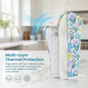 Pastoral Style Microwave Oven Mitt Heat Resistant Kitchen Baking Insulation Polyester Cotton Single Glove